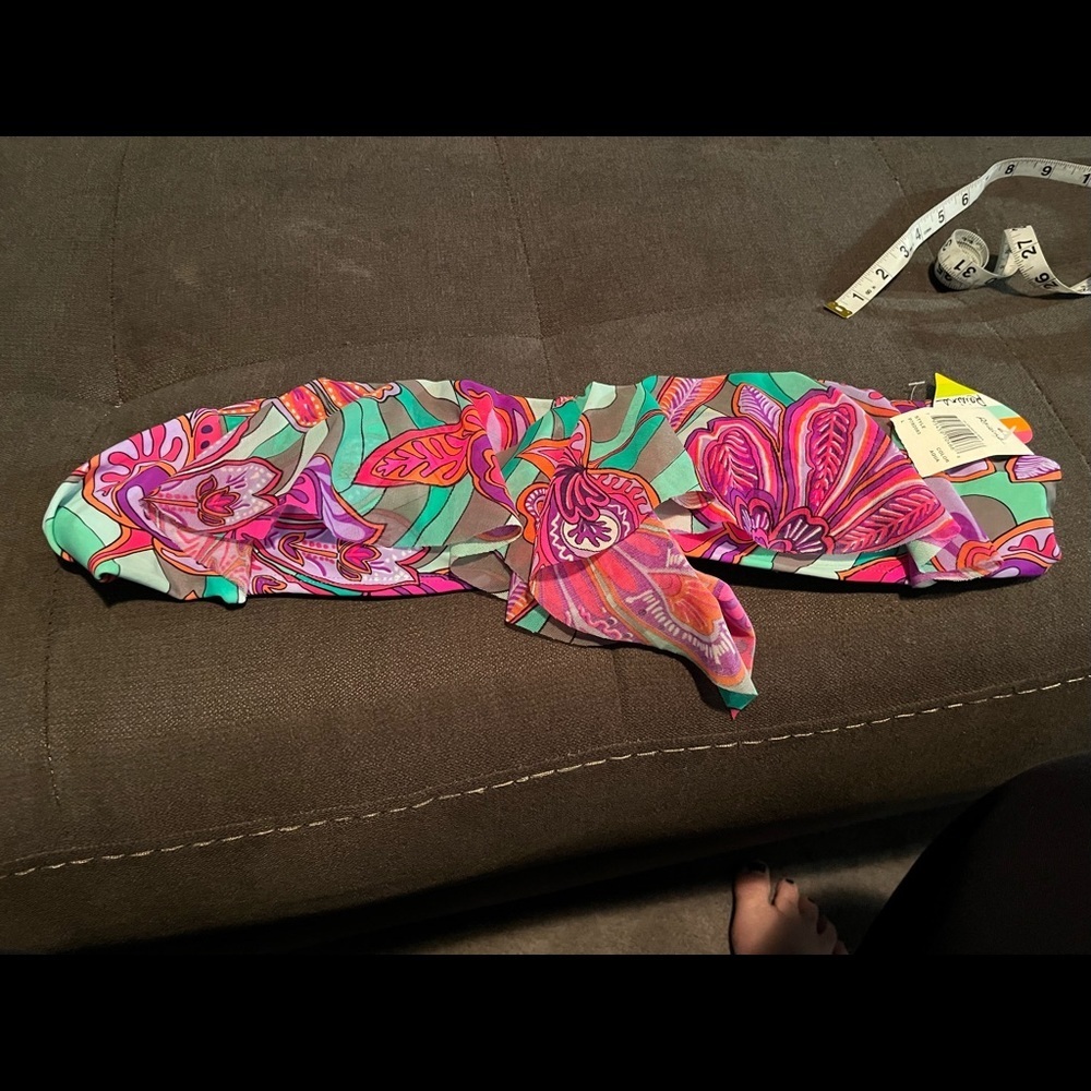 Raisins | Purple and Pink Floral Bandeaux Bikini Top